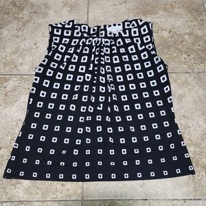 Calvin Klein Black and White Square Pattern Top